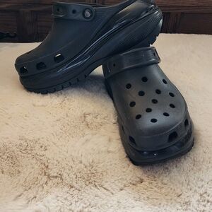 CROCS Black Platform Clogs Mules
